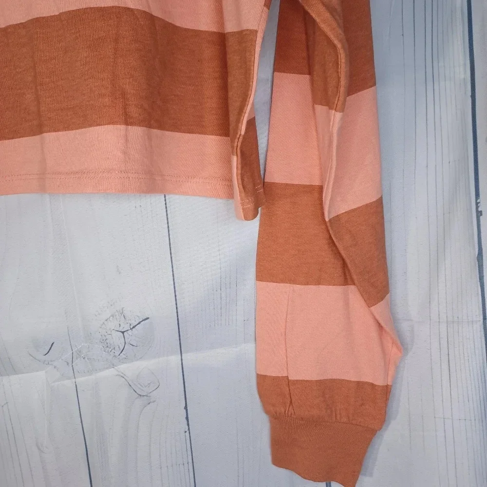 SO striped cropped long sleeve polo rugby-style preppy Y2K School shirt - Picture 9 of 12